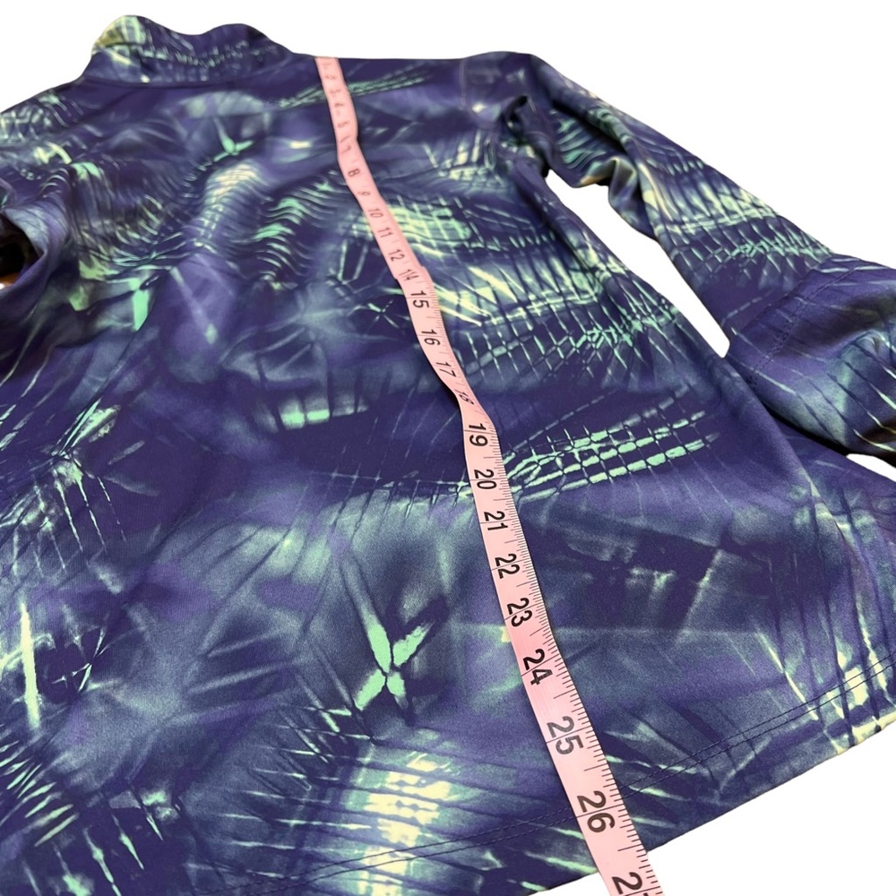 NIKE Pro Women Jacket Quarter Zip Dri-Fit Medium Blue Green Active Thumb Strap - Picture 8 of 9